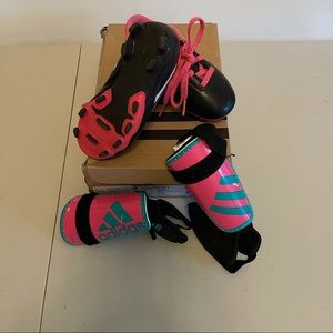 Soccer cleats and shin guards